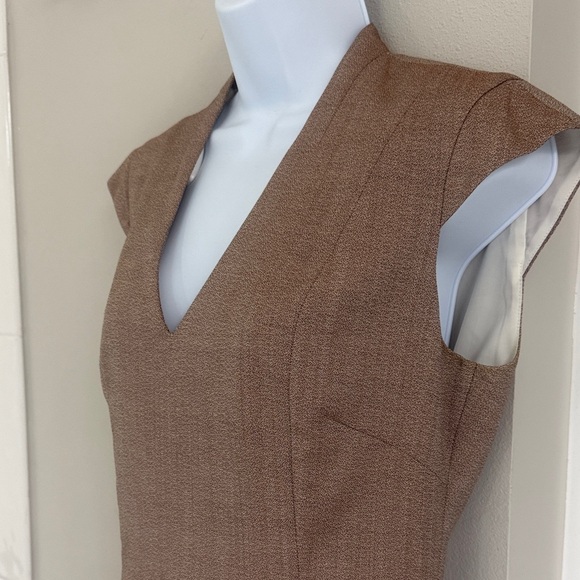 Reiss Brown V-Neck Mini Suit Dress - Picture 3 of 9